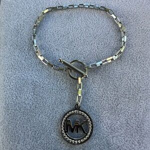 New Stainless Steel Silver Chain Bracelet with MK Charm 19cm Long